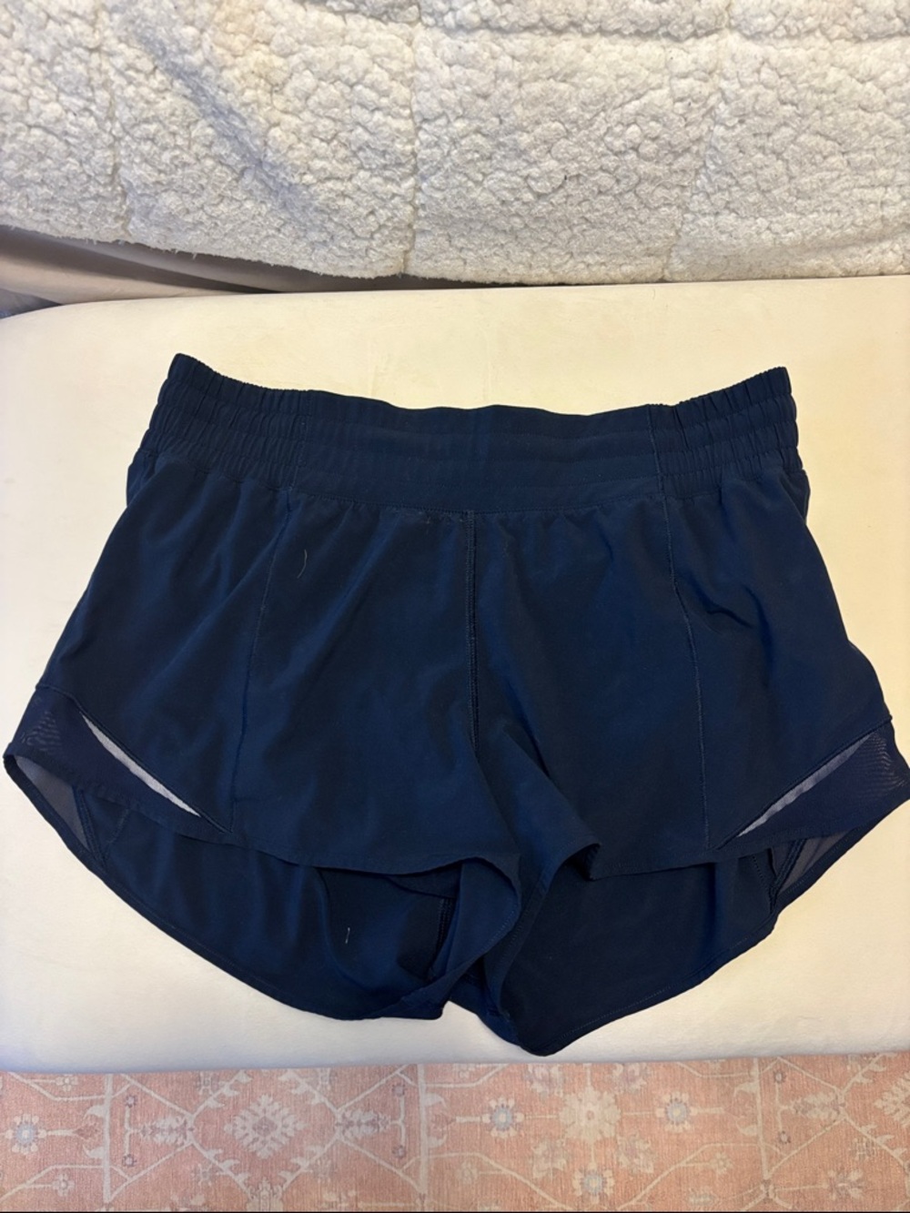 Lululemon High Rise Hotty Hot Navy Athletic Running Shorts with Elastic Waist